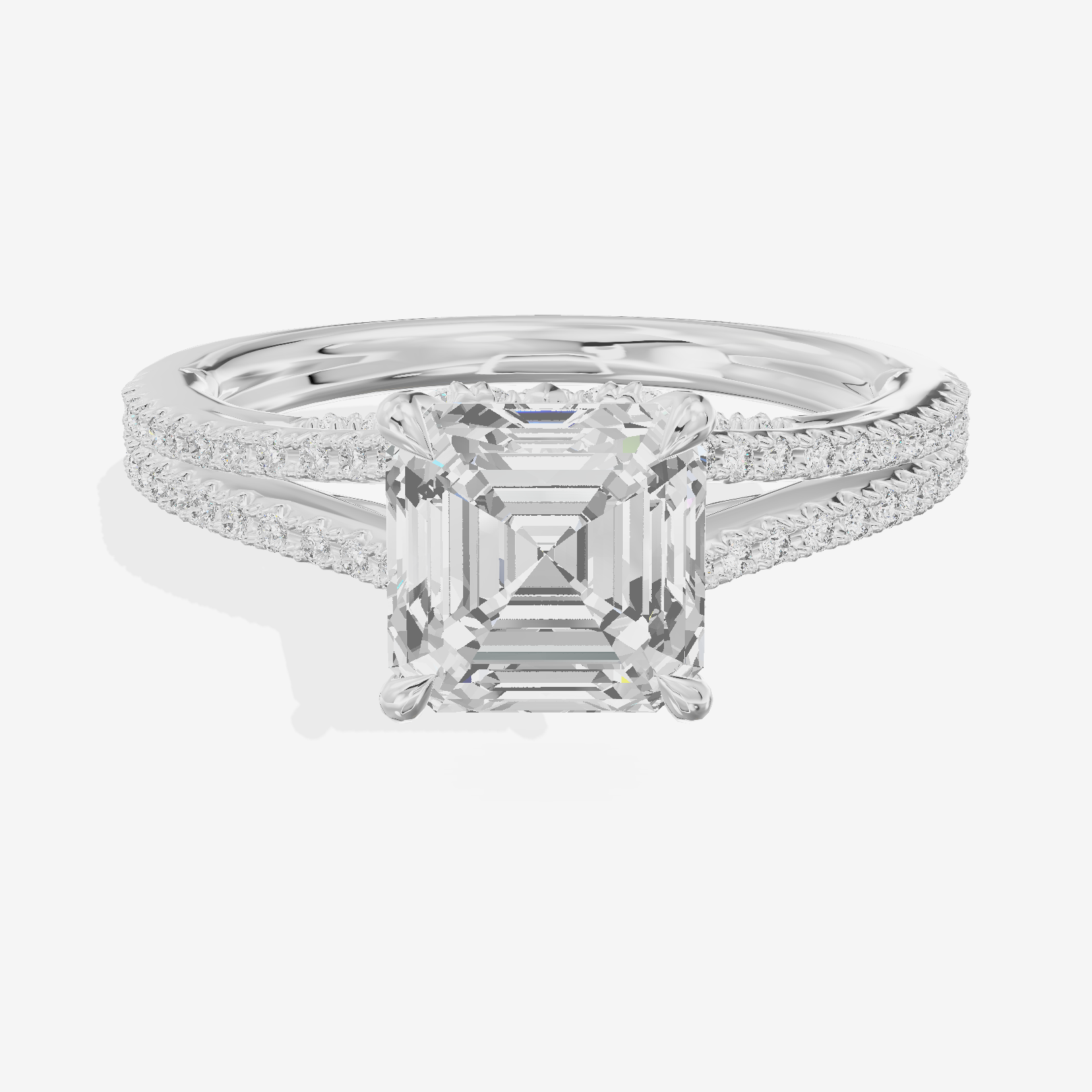 Aimora Cathedral 2mm Asscher Solitaire Engagement Ring (1/3 ct. tw.) in Platinum