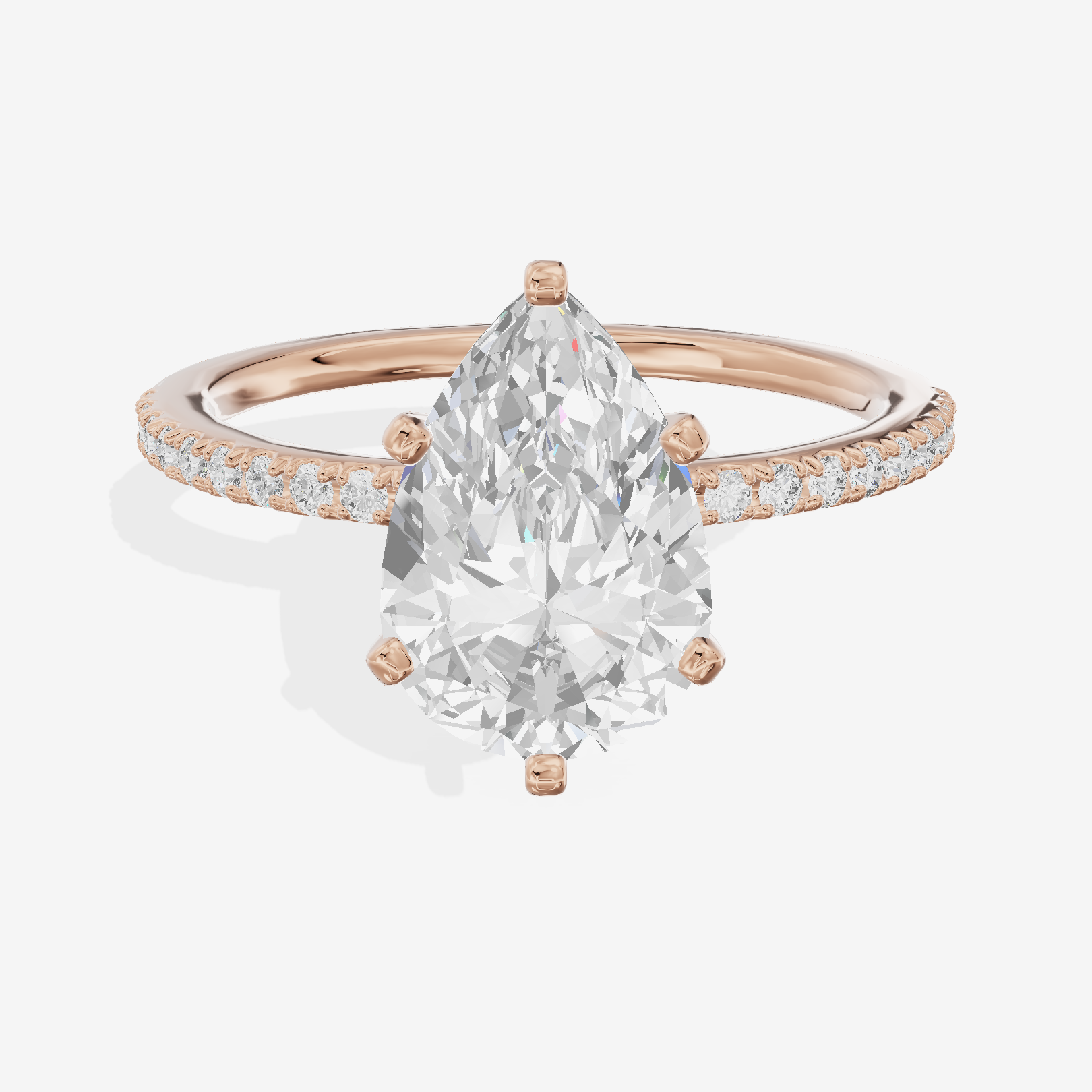 Grand Mayrelle Pear Engagement Ring with Side Stones (1/8 ct. tw.) in 14K Rose Gold