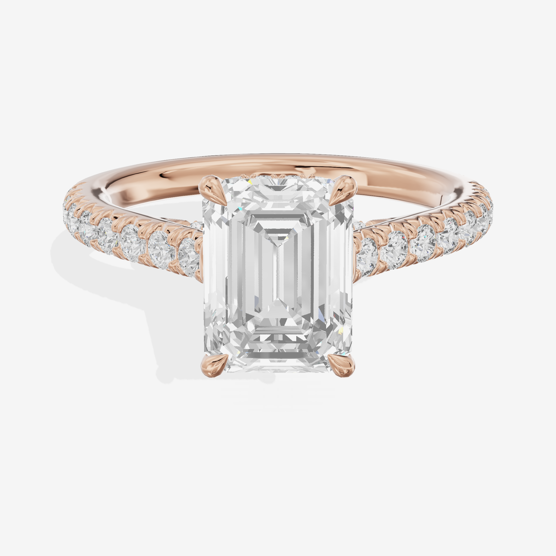 Classic Lightwoven Emerald Engagement Ring with Side Stones (1/4 ct. tw.) in 18K Rose Gold