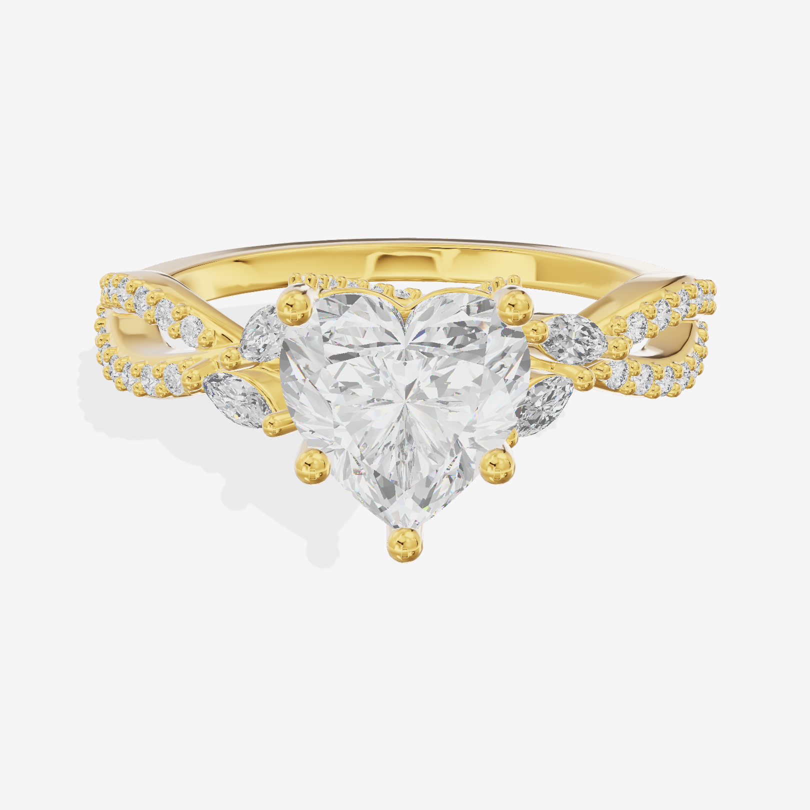 Luxe Heartline 1.5mm Heart Engagement Ring with Side Stones (1/3 ct. tw.) in 18K Yellow Gold