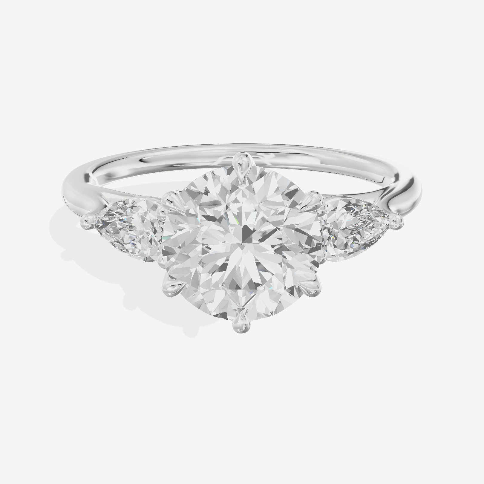 Luxe Sincere Three Stone Round Engagement Ring (2/5 ct. tw.) in Platinum