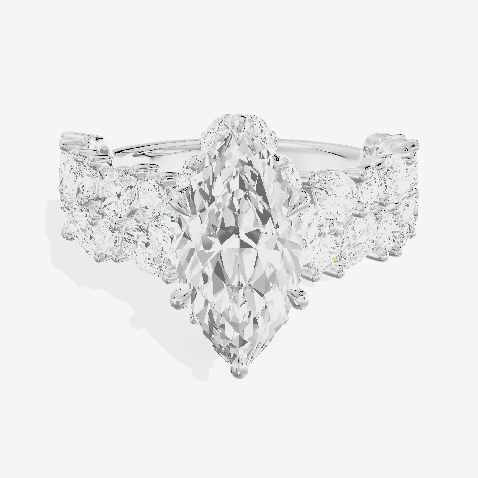 Grand Janevra Marquise Engagement Ring with Side Stones (3/4 ct. tw.) in 14K White Gold