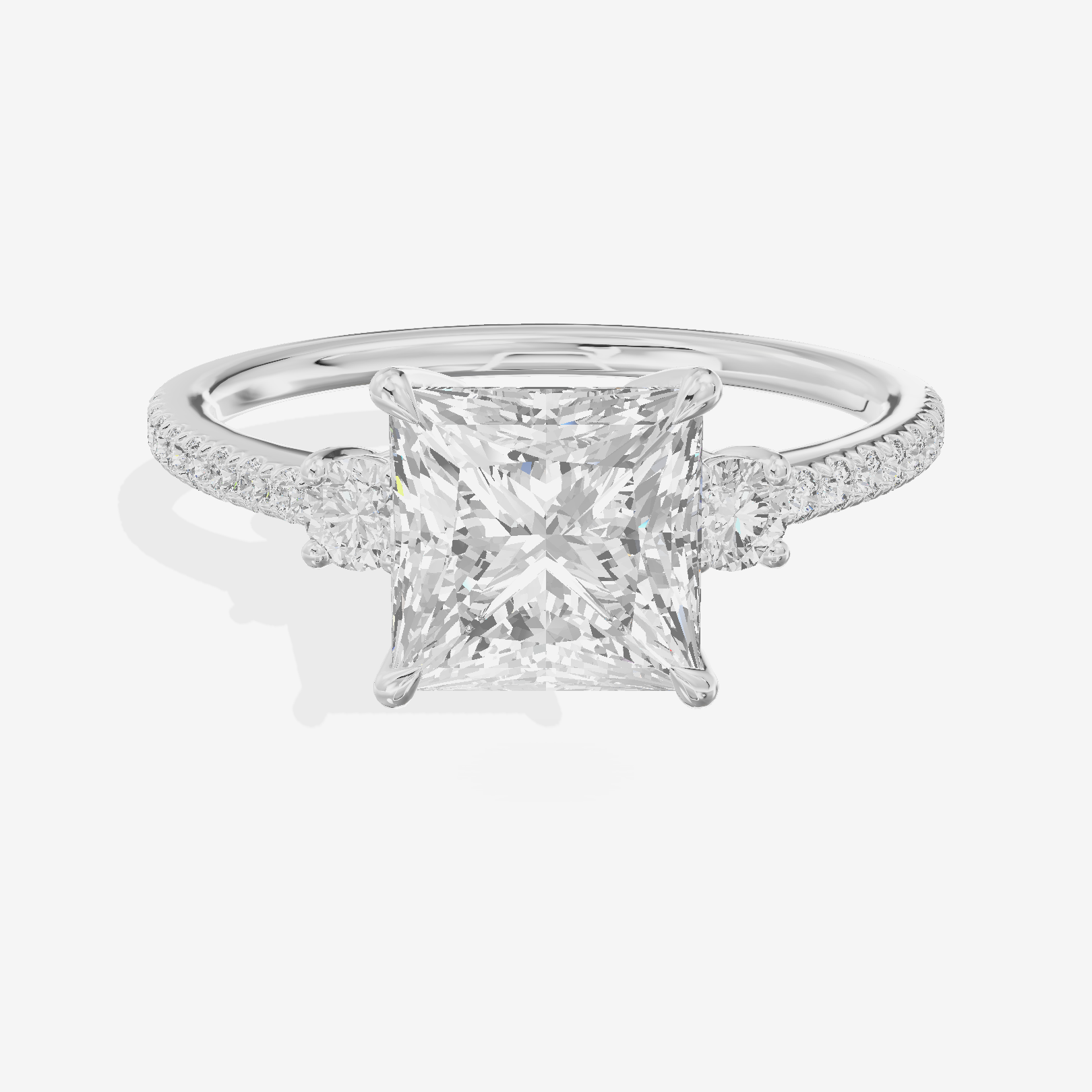 Mirth Three Stone Princess Engagement Ring (1/4 ct. tw.) in 14K White Gold