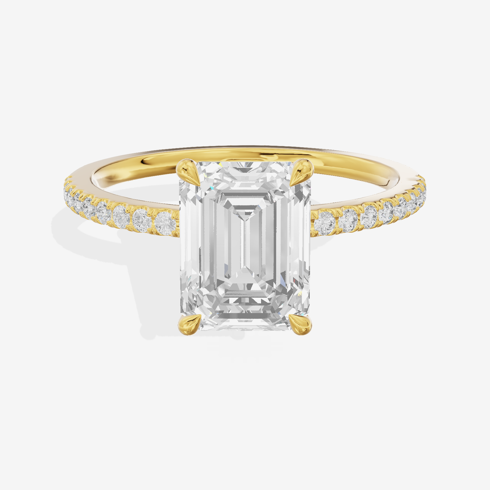 Luxe Coeurine Emerald Engagement Ring with Side Stones (1/5 ct. tw.) in 18K Yellow Gold