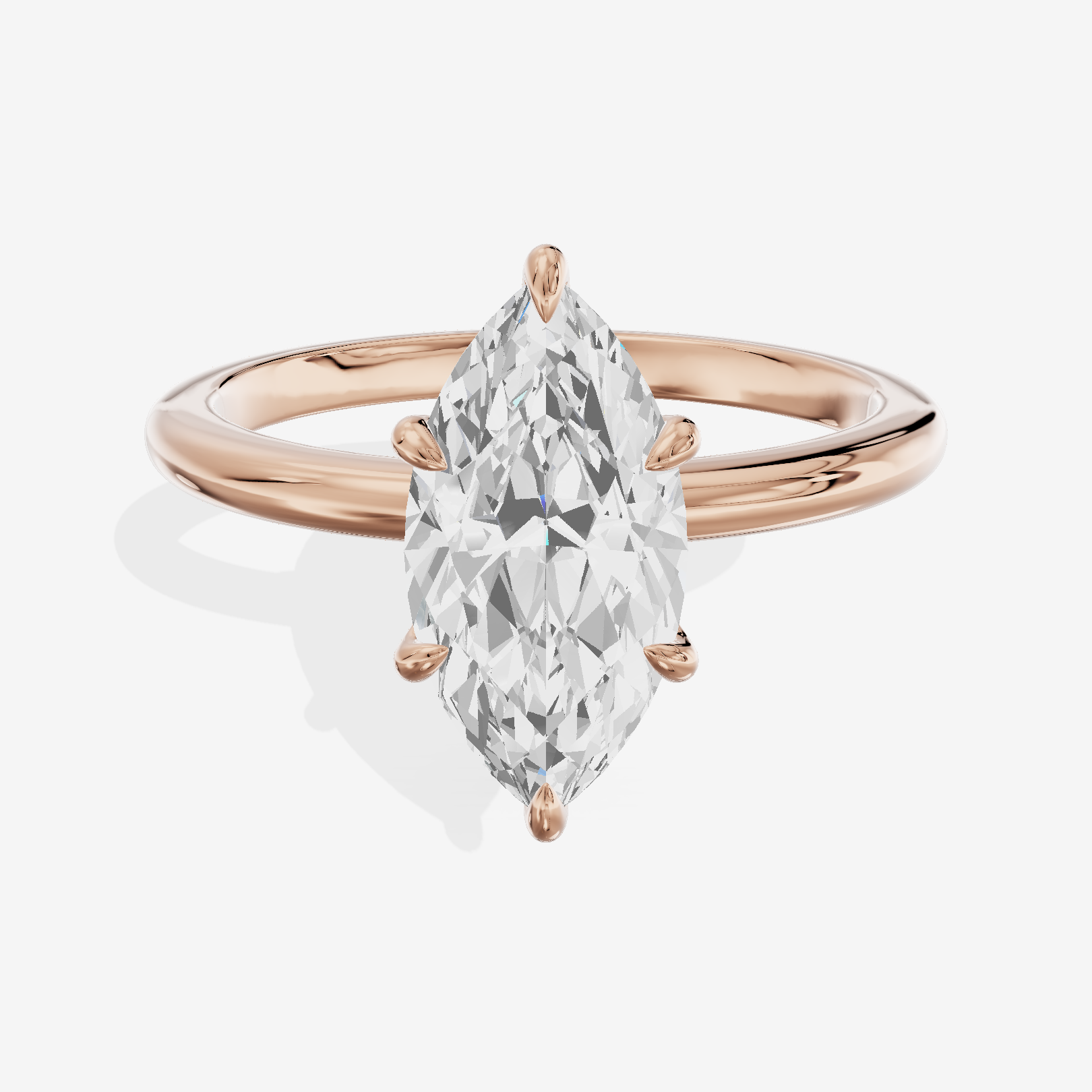 Vowsae Solitaire 1.8mm Marquise Six-Prong Engagement Ring in 18K Rose Gold