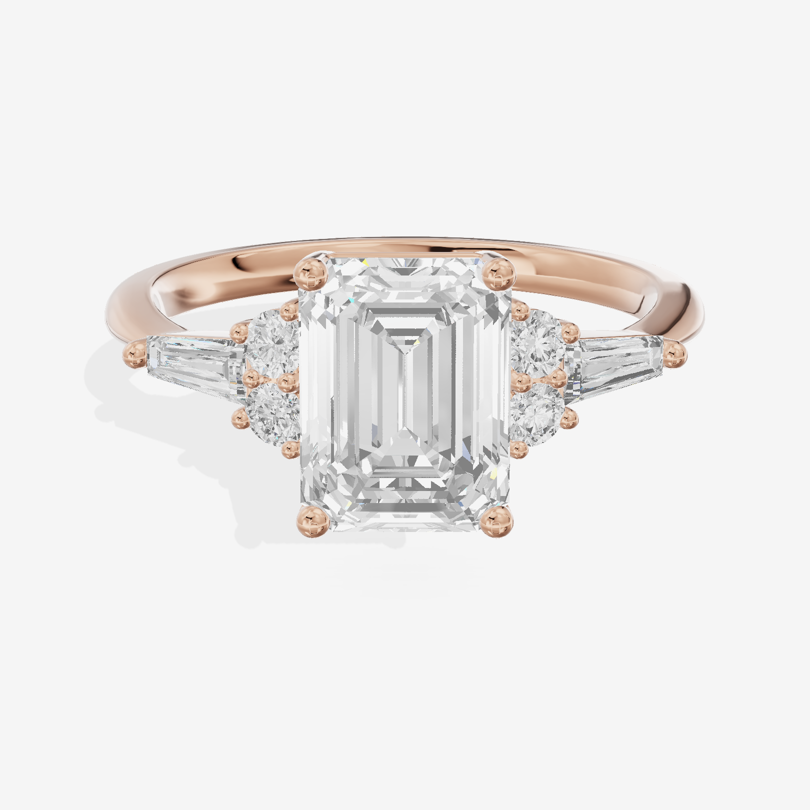Grand Liviana Emerald Engagement Ring with Side Stones (1/10 ct. tw.) in 14K Rose Gold