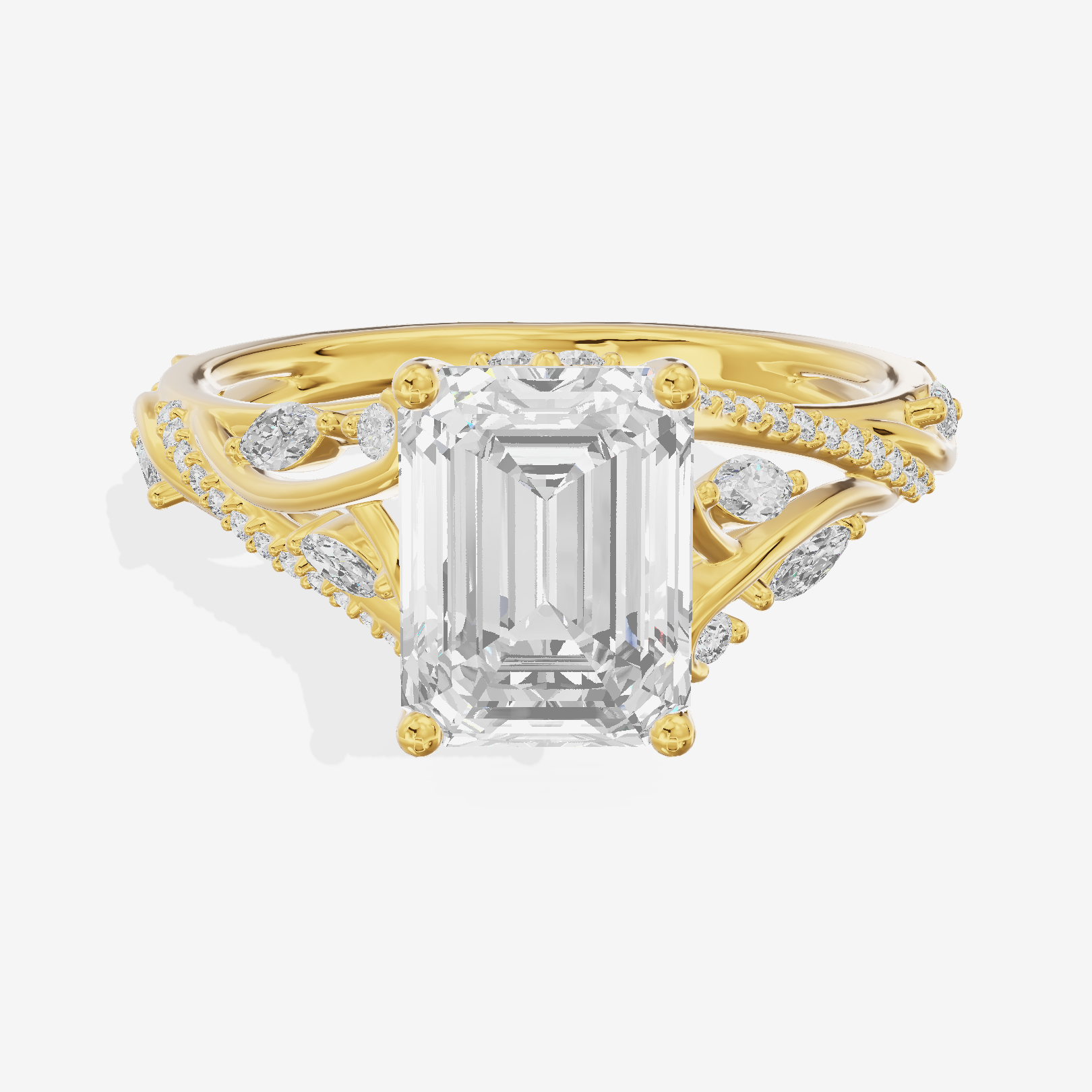 Twined Lumera Emerald Twisted Engagement Ring (1/2 ct. tw.) in 18K Yellow Gold