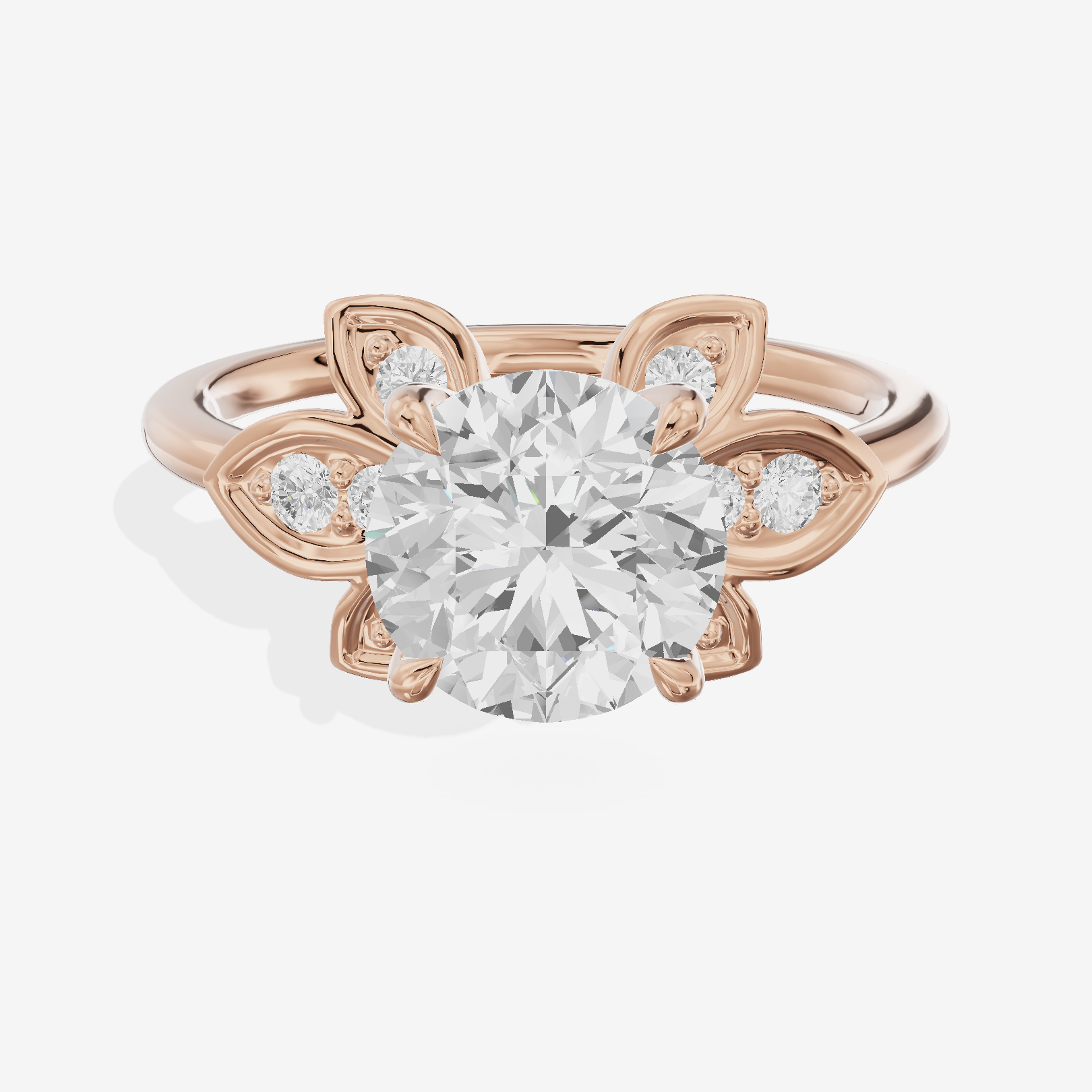 Petite Whisper Round Engagement Ring with Side Stones (1/10 ct. tw.) in 18K Rose Gold