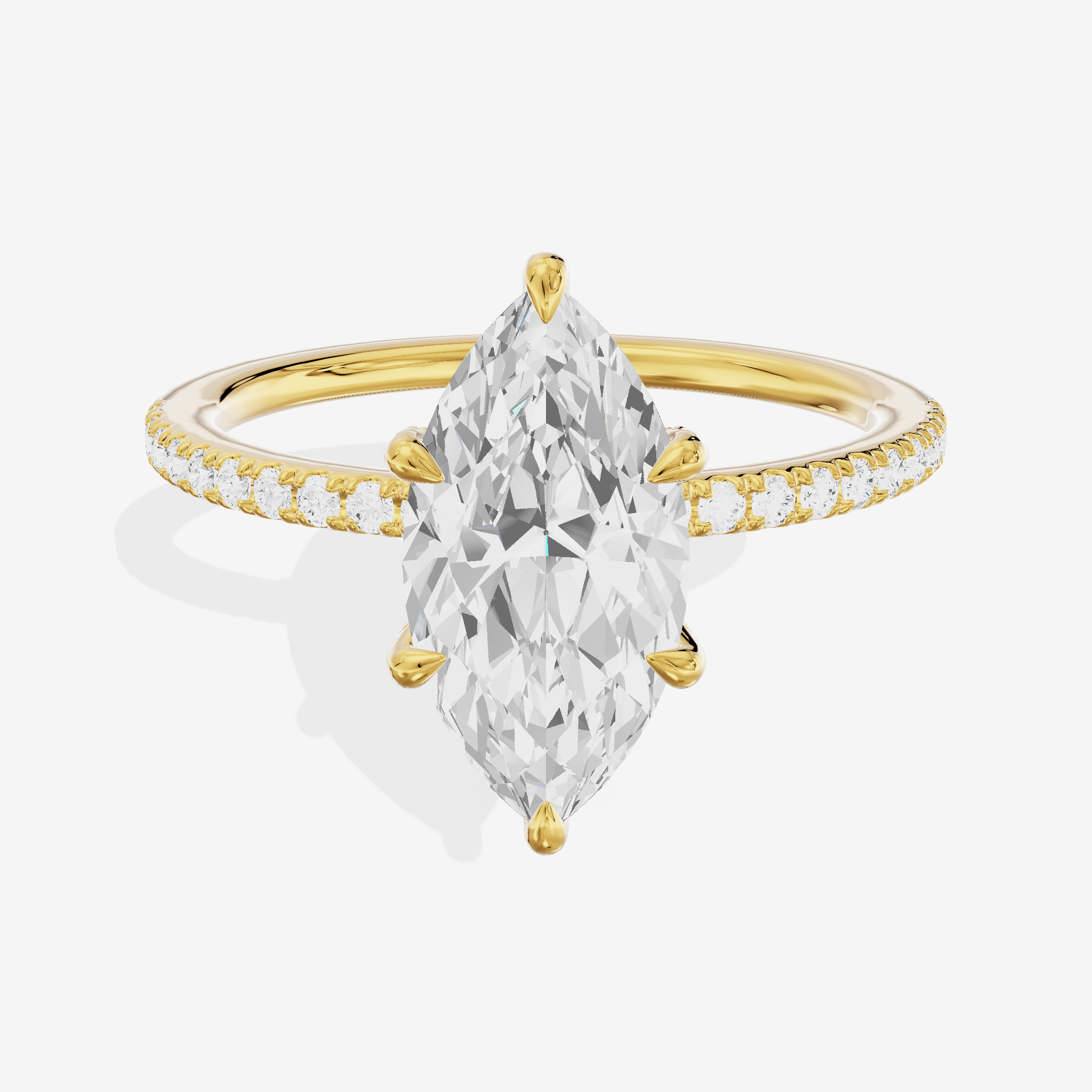 Bowed Sincere Marquise Engagement Ring with Side Stones (1/4 ct. tw.) in 14K Yellow Gold