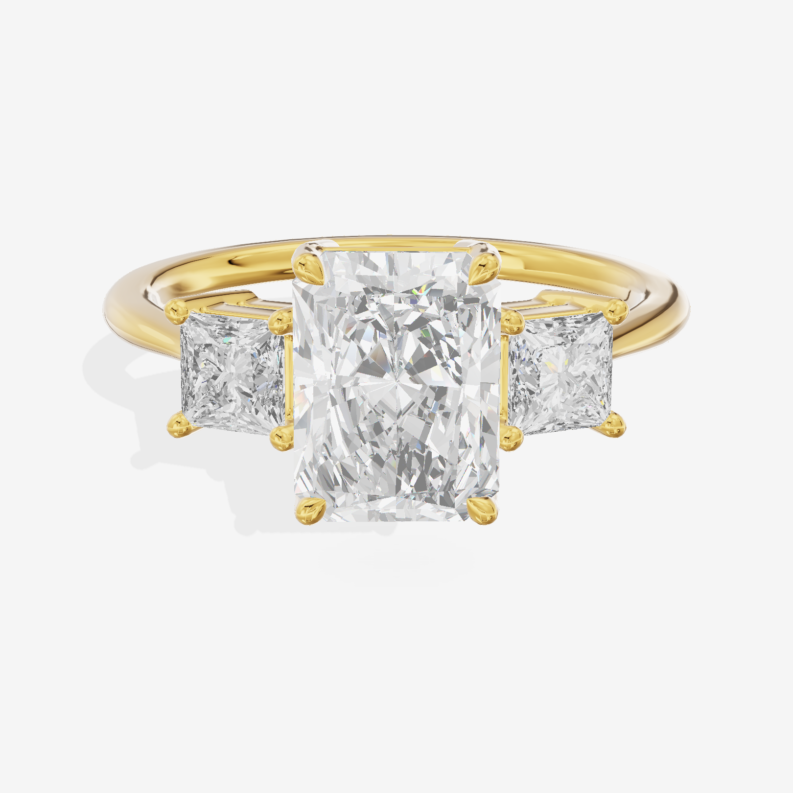 Royal Coeurine Three Stone Radiant Engagement Ring (1/2 ct. tw.) in 14K Yellow Gold