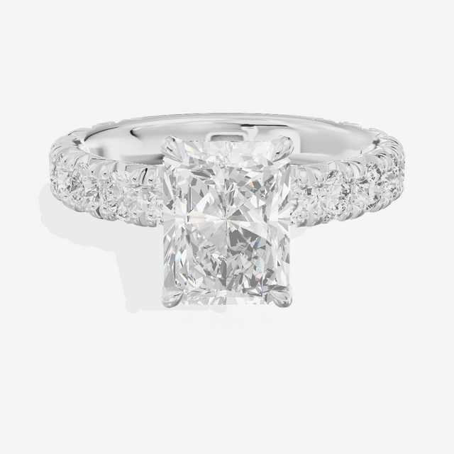 Crowned Sincere Radiant Engagement Ring with Side Stones (3/4 ct. tw.) in Platinum