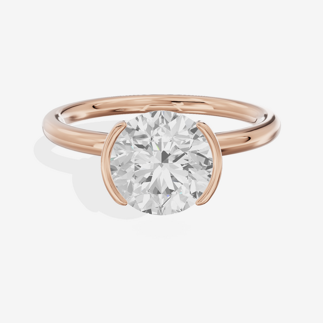Sincere Bezel 1.8mm Round Solitaire Engagement Ring in 14K Rose Gold