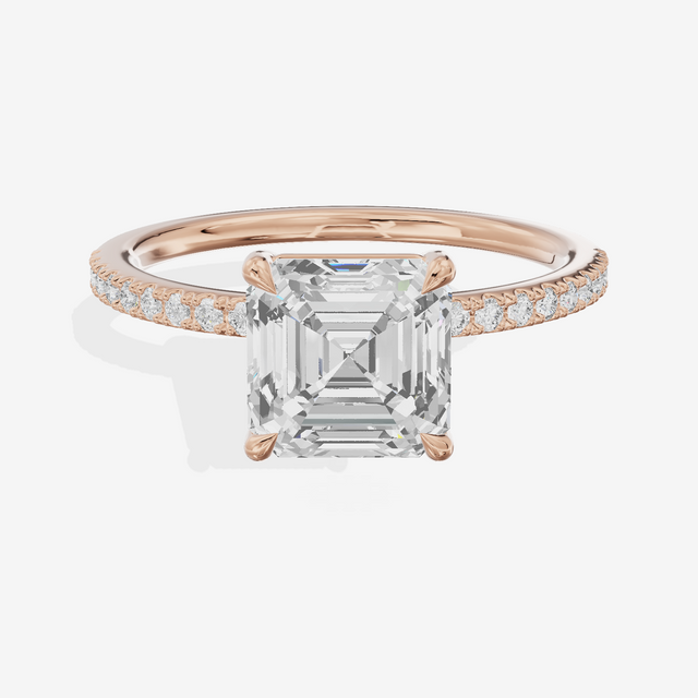 Tender Vowsae Asscher Engagement Ring with Side Stones (1/8 ct. tw.) in 18K Rose Gold