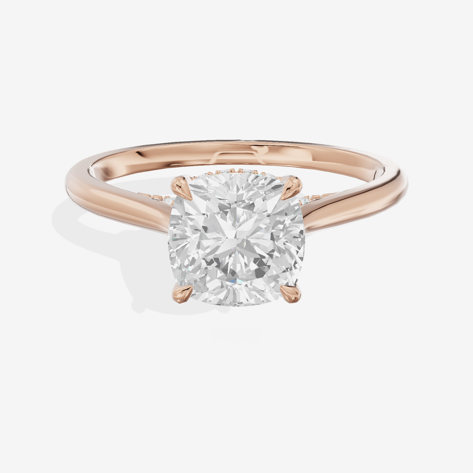 Lustrous Linger Cushion Engagement Ring with Side Stones (1/10 ct. tw.) in 14K Rose Gold