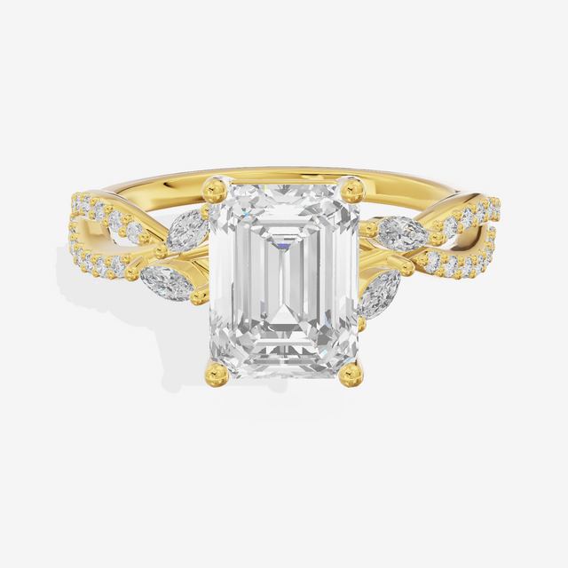 Luxe Lumera Emerald Engagement Ring with Side Stones (1/4 ct. tw.) in 18K Yellow Gold