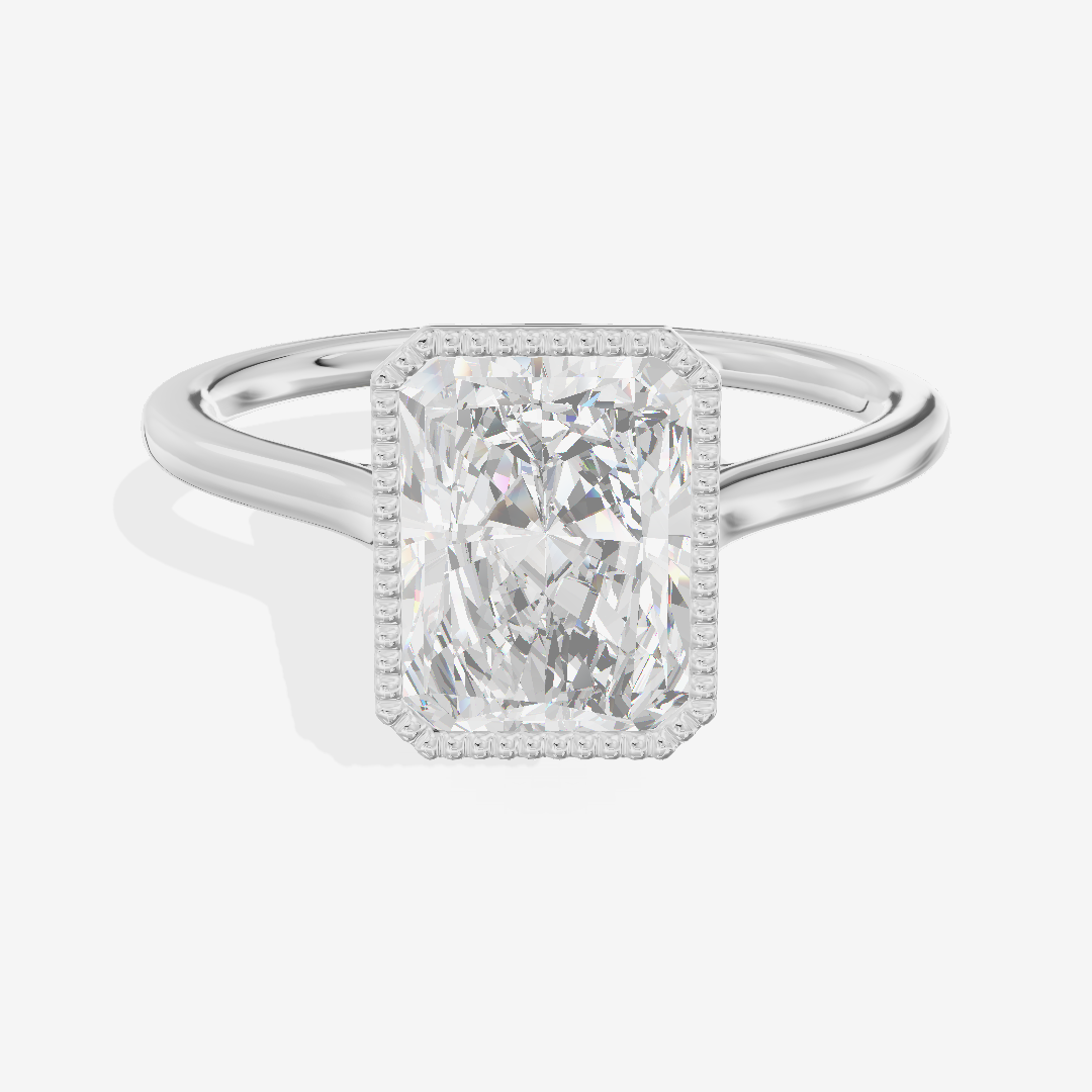 Modern Coeurine 1.5mm Radiant Bezel Engagement Ring in Platinum