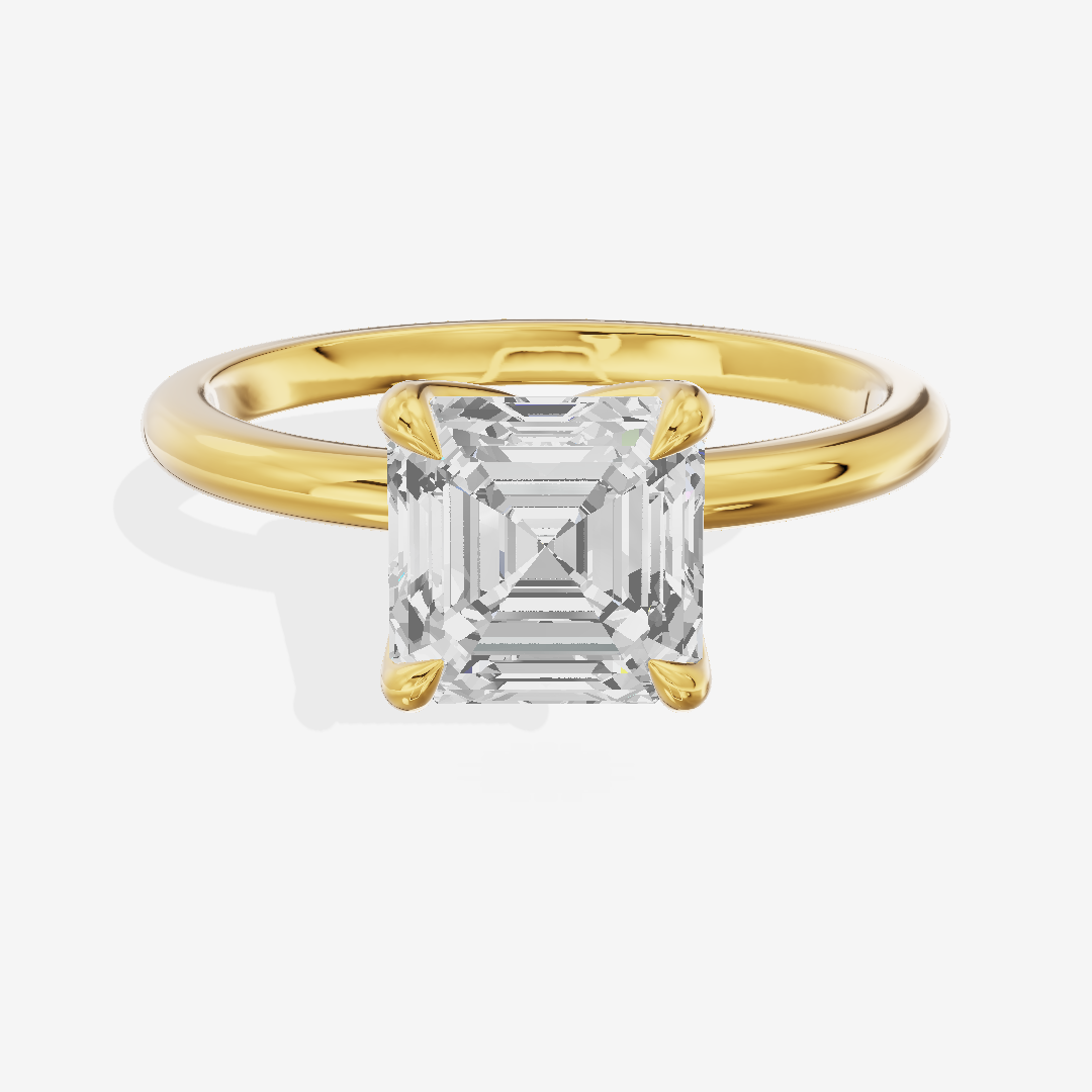 Vintage Aimora 1.8mm Asscher Solitaire Engagement Ring in 18K Yellow Gold