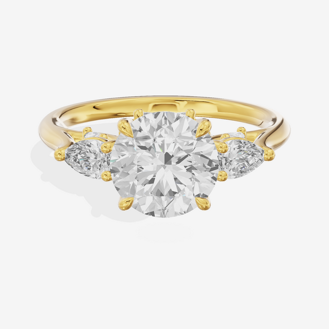 Classic Vowsae Three Stone Round Engagement Ring (3/5 ct. tw.) in 18K Yellow Gold