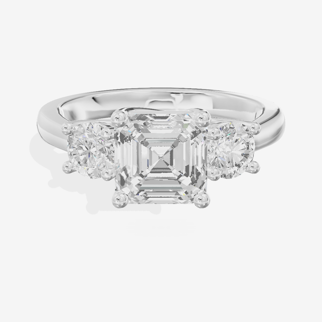 Petite Selenia Three Stone Asscher Engagement Ring (1/3 ct. tw.) in Platinum