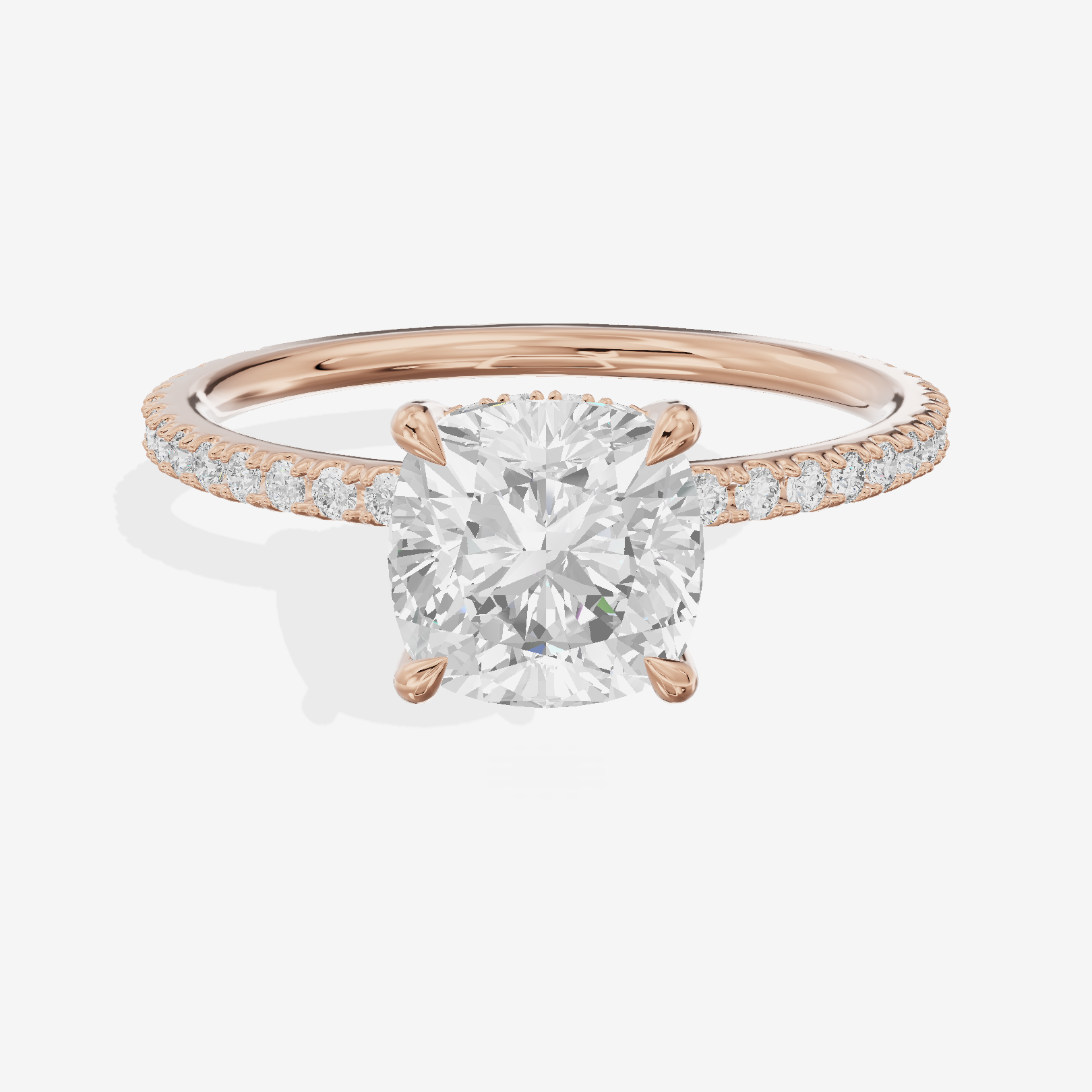 Promezza Pavé Cushion Engagement Ring (1/4 ct. tw.) in 18K Rose Gold