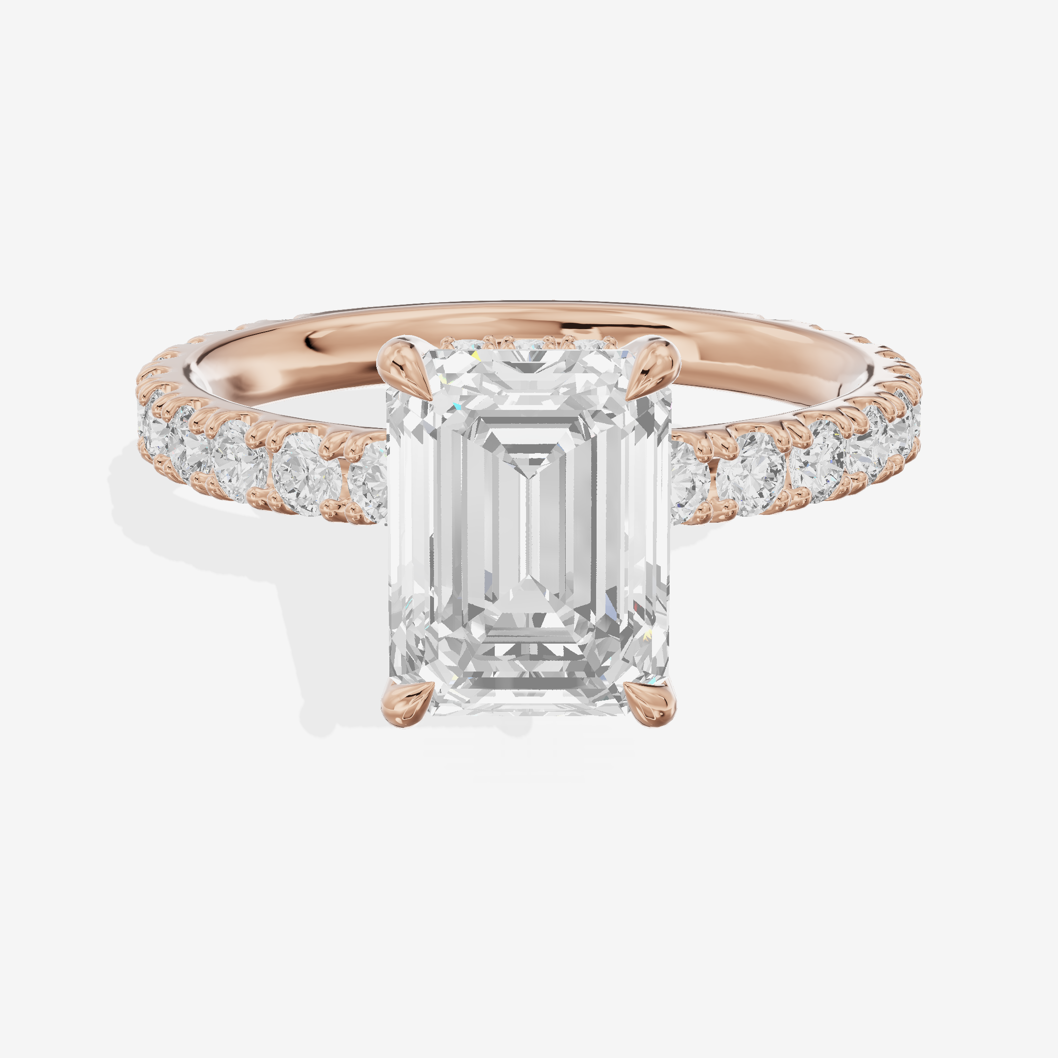 Grand Coeurine Emerald Engagement Ring with Side Stones (3/5 ct. tw.) in 18K Rose Gold