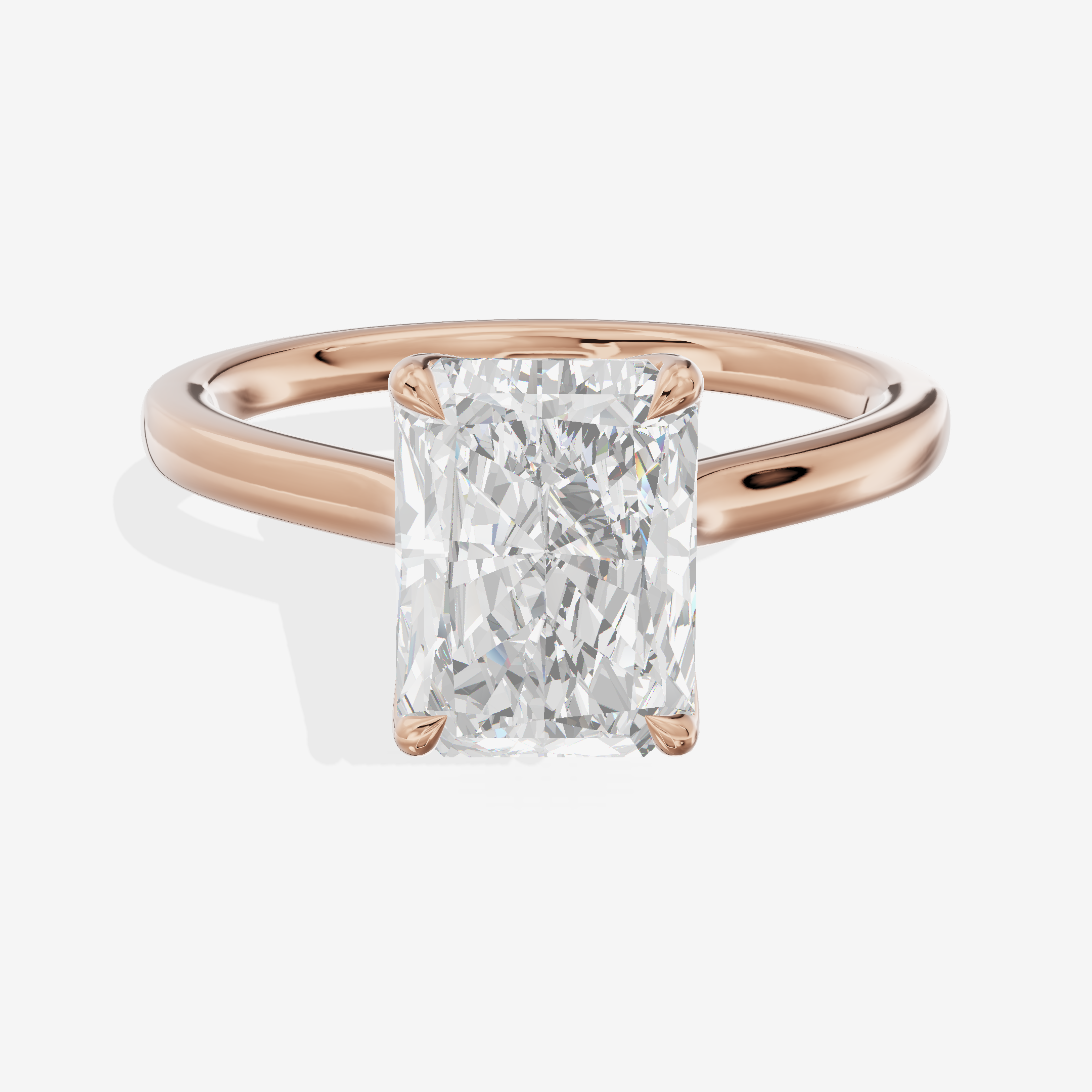 Pendulae Ring 1.8mm Radiant Solitaire Engagement Ring in 14K Rose Gold
