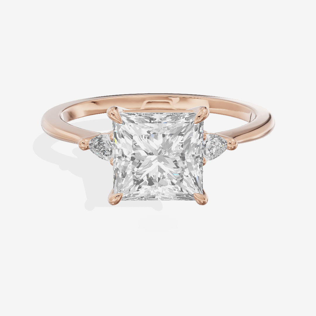 Coeurine Three Stone Princess Engagement Ring (1/8 ct. tw.) in 18K Rose Gold