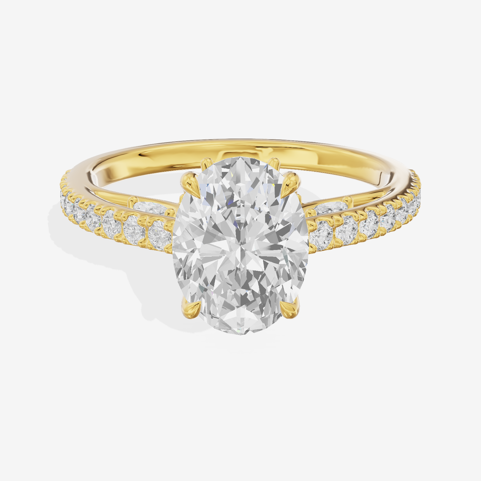 Twine Cathedral 1.8mm Oval Solitaire Engagement Ring (1/2 ct. tw.) in 18K Yellow Gold