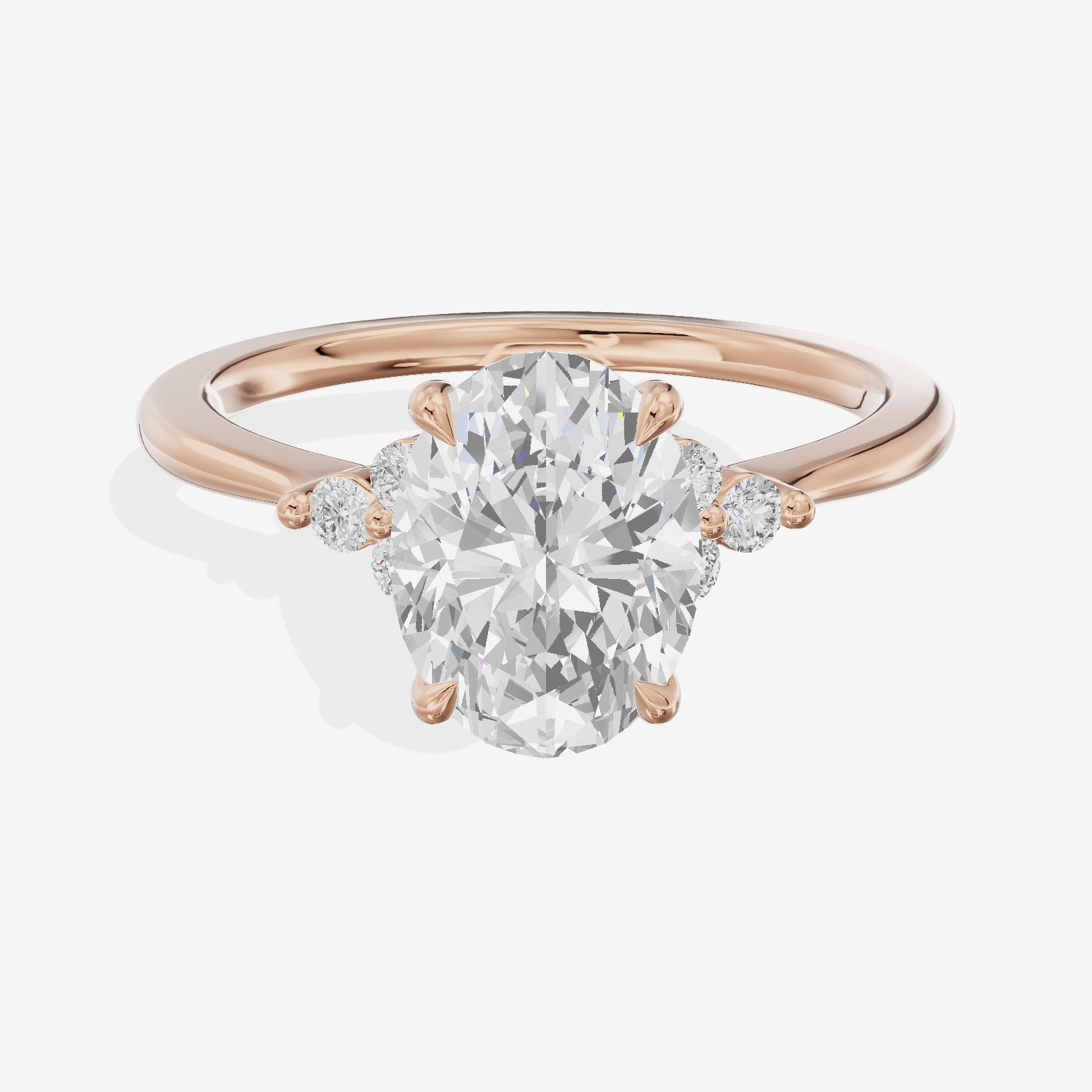 Petite Whisper Oval Engagement Ring with Side Stones (1/10 ct. tw.) in 18K Rose Gold