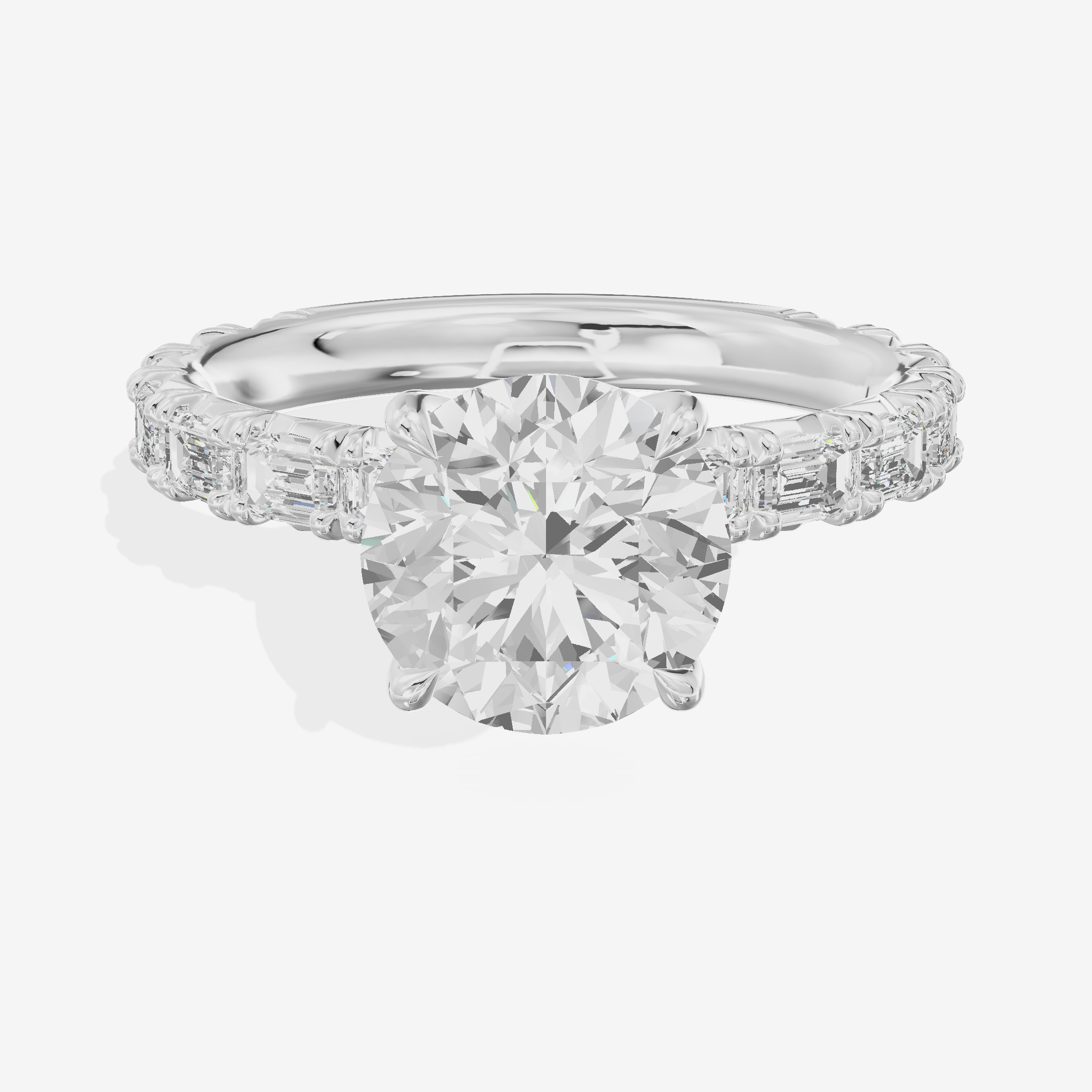 Luxe Aurea Round Engagement Ring with Side Stones (3/8 ct. tw.) in Platinum