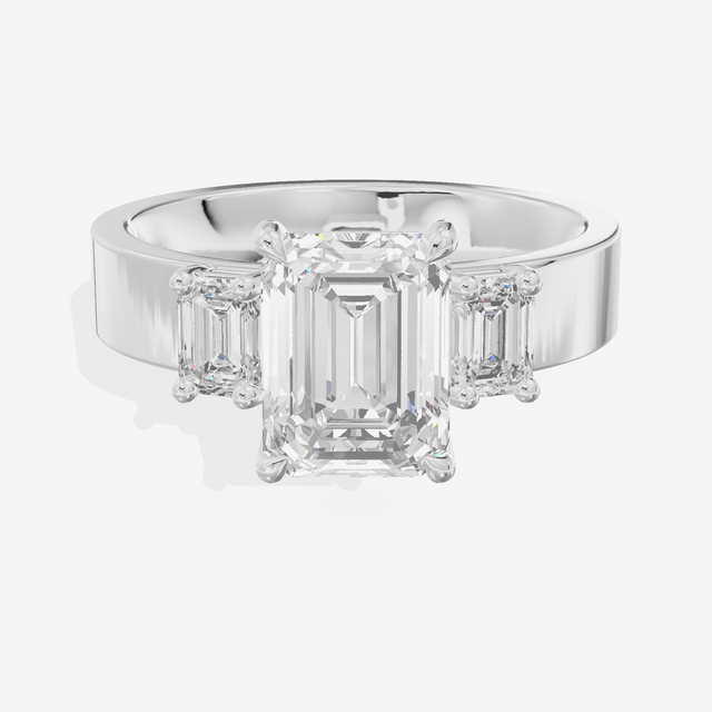Vintage Vowsae Three Stone Emerald Engagement Ring (1/2 ct. tw.) in 14K White Gold