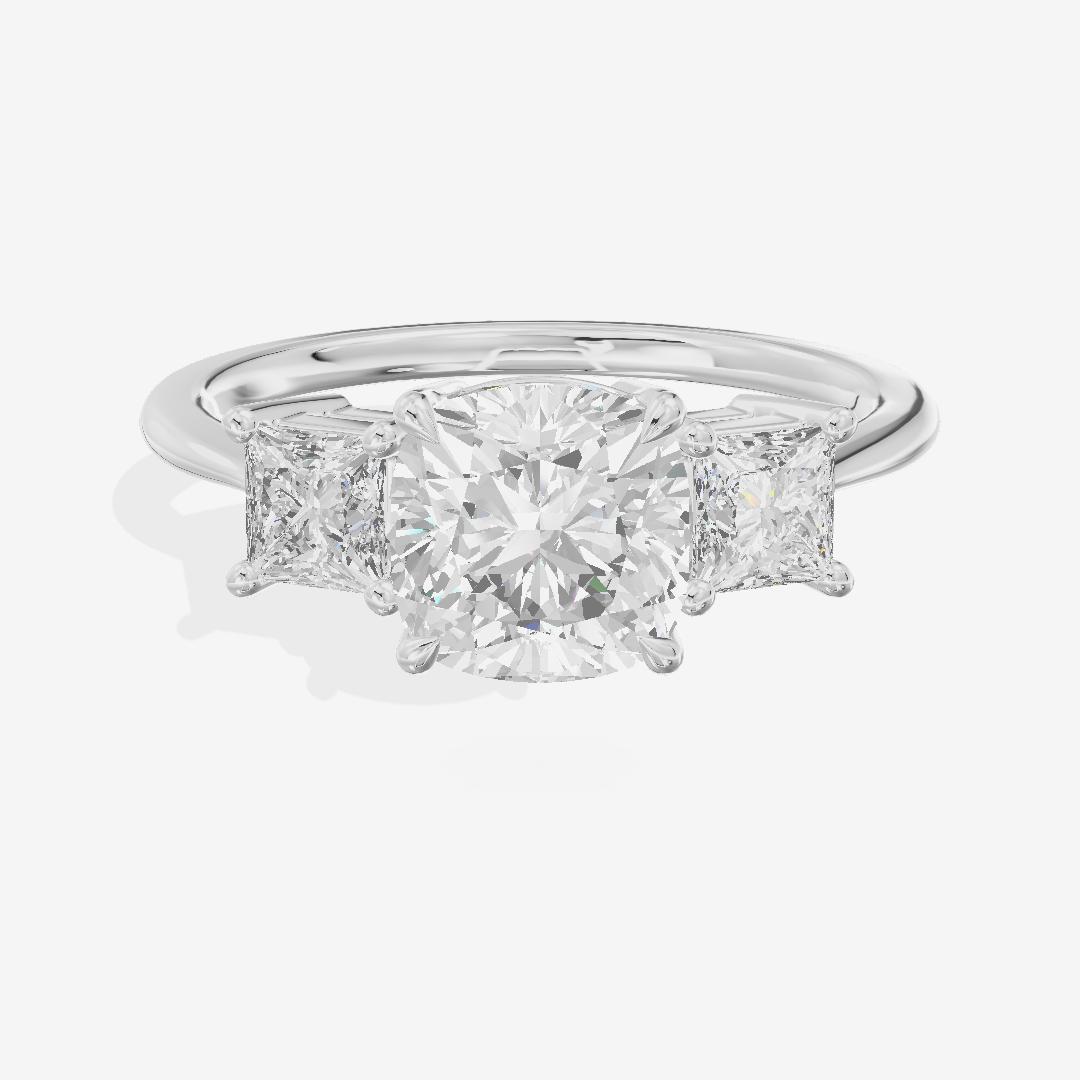 Belovae Anniversary Anniversary Cushion Three Stone Engagement Ring (1/2 ct. tw.) in 14K White Gold