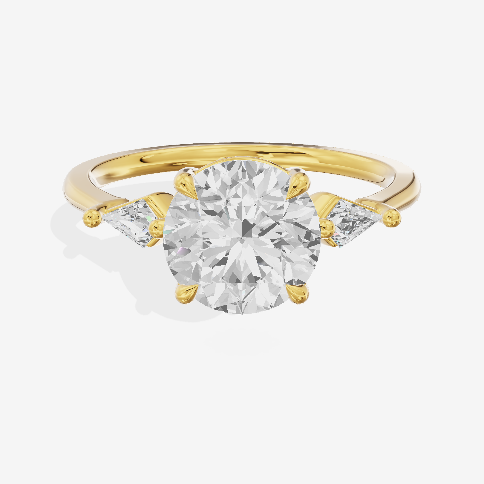 Whispered Triade Round Three Stone Engagement Ring (1/10 ct. tw.) in 18K Yellow Gold