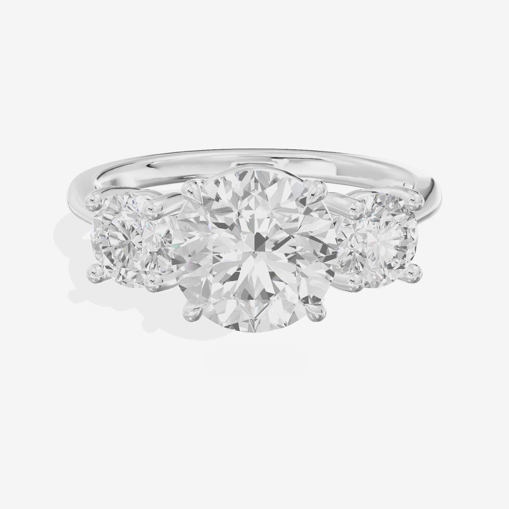 Luxe Trueheart Three Stone Round Engagement Ring (2/3 ct. tw.) in 18K White Gold