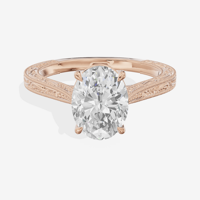 Vintage Vowsae Oval Engagement Ring in 14K Rose Gold