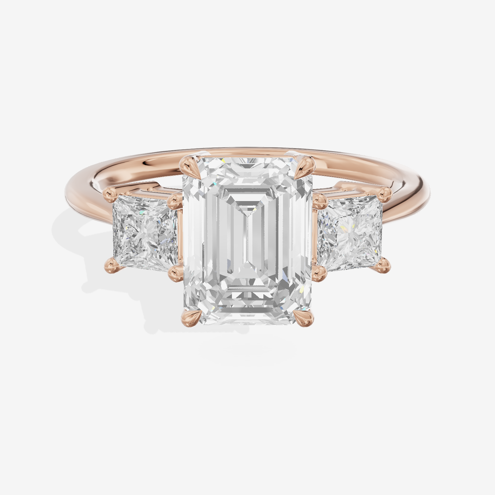 Royal Coeurine Three Stone Emerald Engagement Ring (1/2 ct. tw.) in 18K Rose Gold