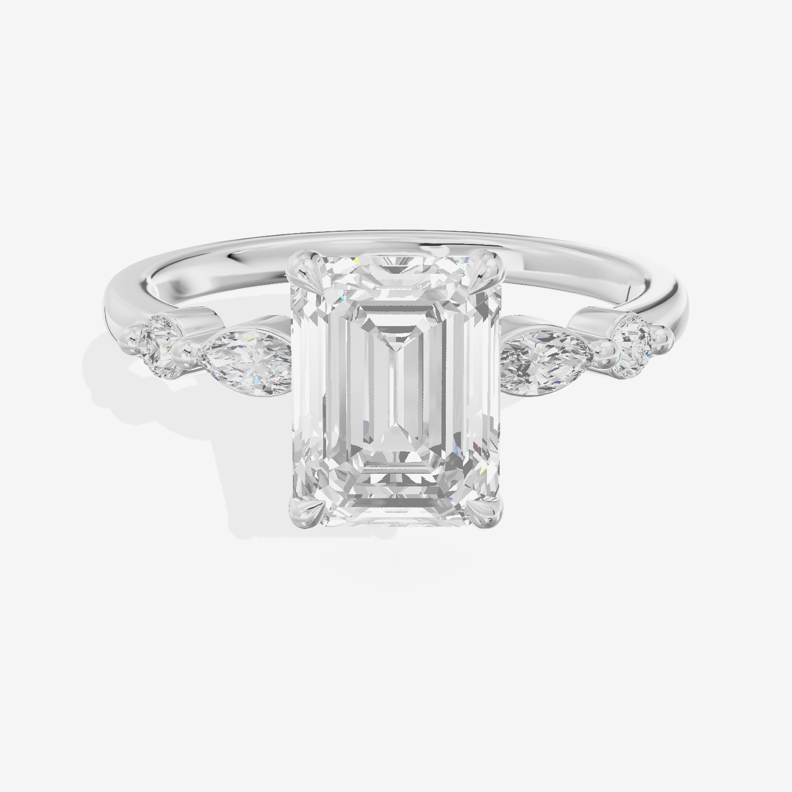 Petite Cherubine Emerald Engagement Ring with Side Stones (1/3 ct. tw.) in Platinum