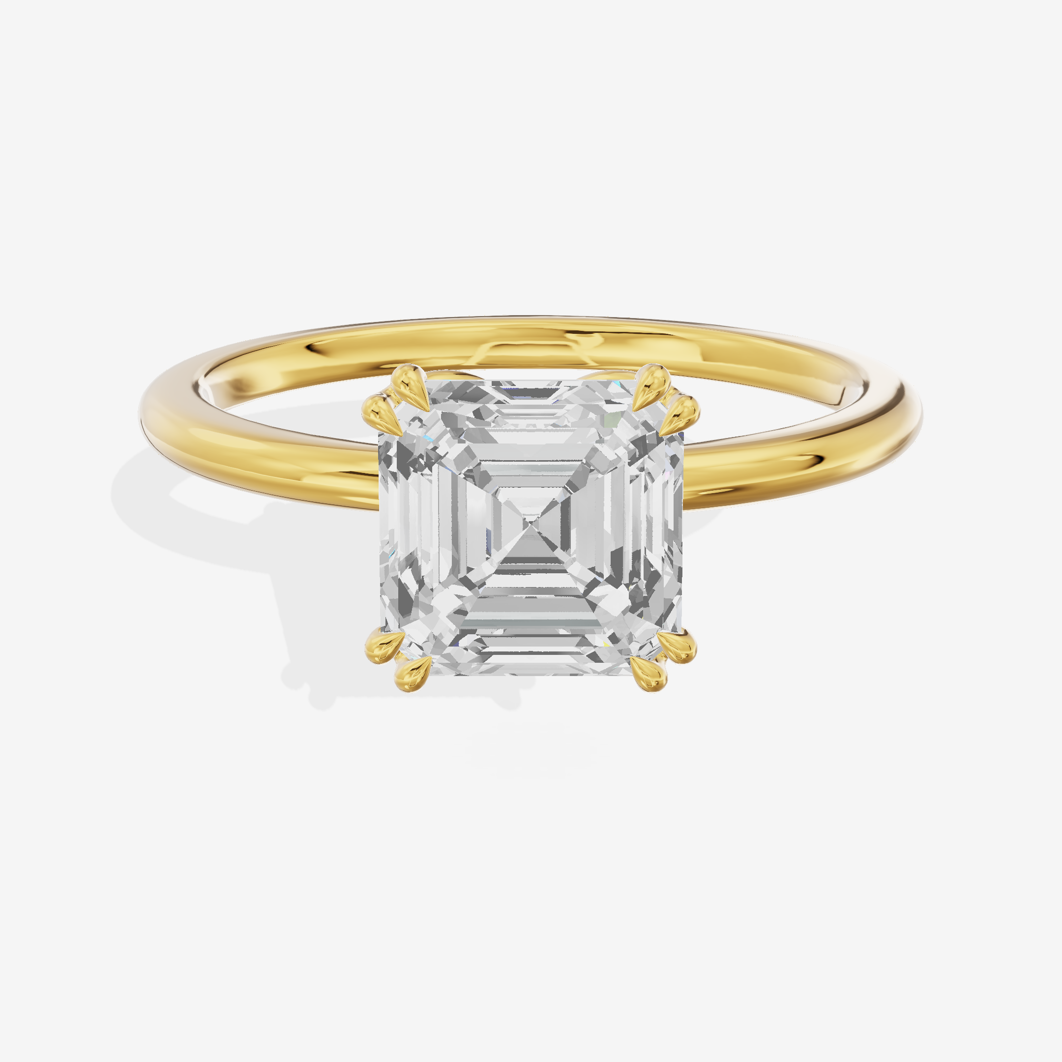 Promezza Solitaire 1.5mm Asscher Engagement Ring in 18K Yellow Gold