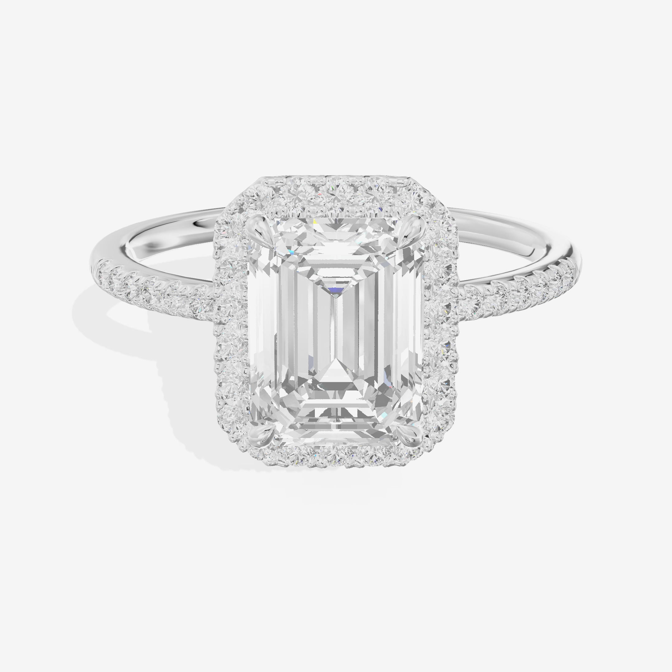 Vowsae Halo Emerald Engagement Ring (1/5 ct. tw.) in Platinum