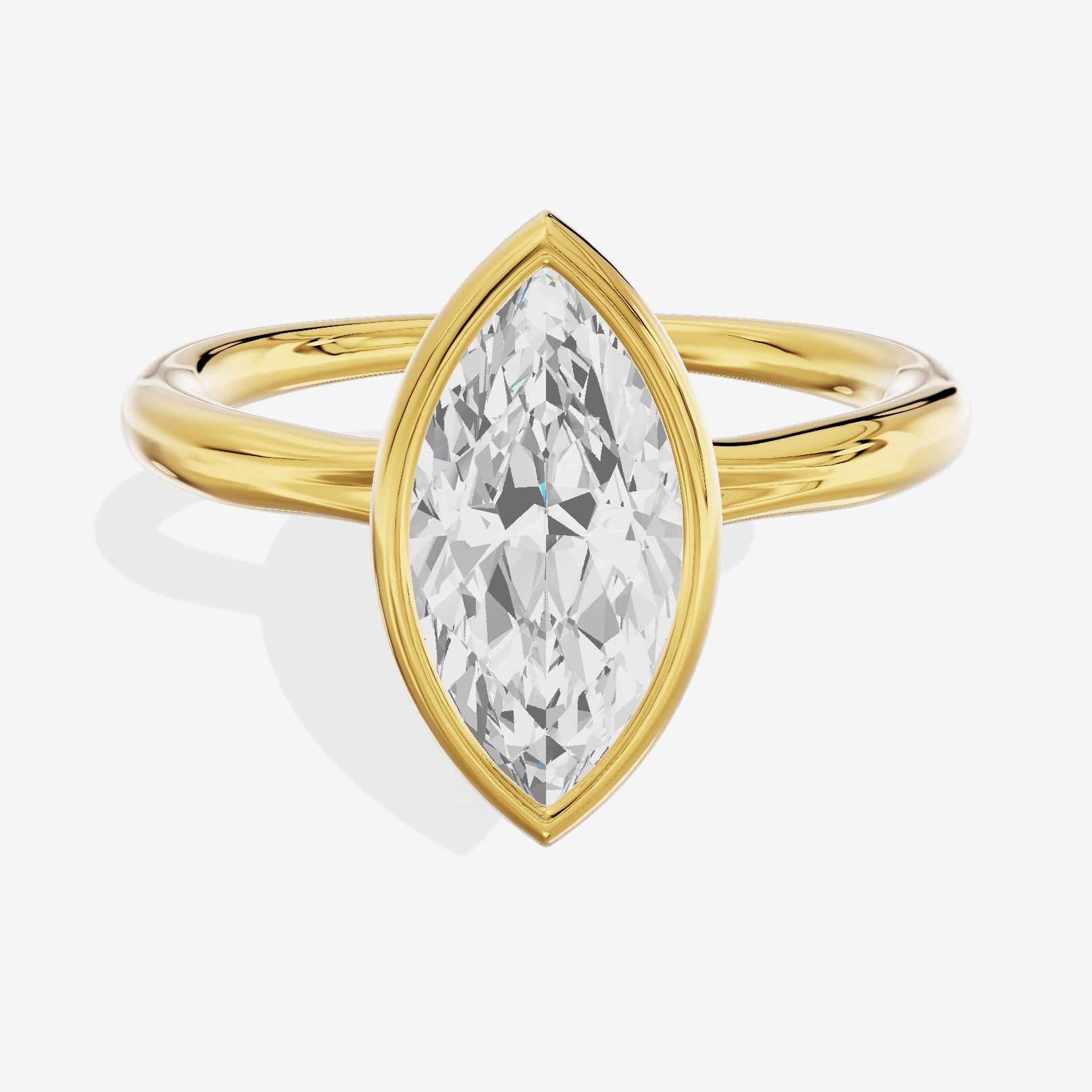 Coeurine Bezel 2mm Marquise Solitaire Engagement Ring in 18K Yellow Gold
