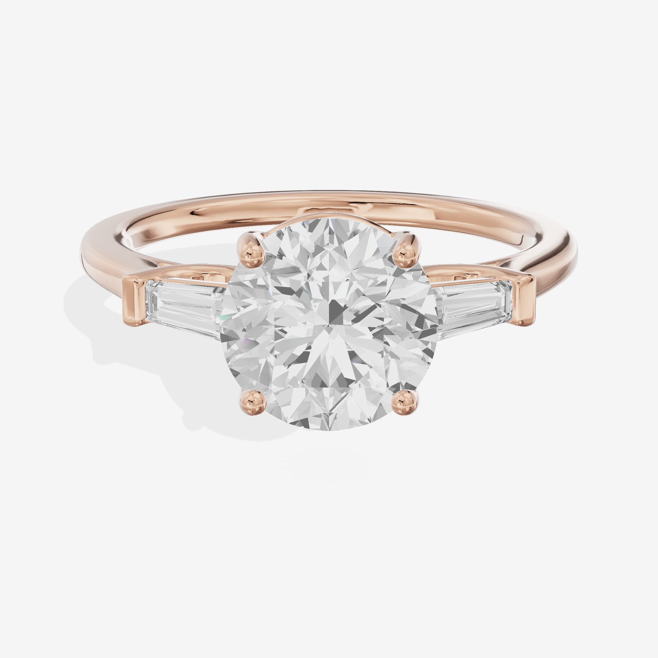 Hallowed Halcyon Round Engagement Ring with Side Stones (1/6 ct. tw.) in 14K Rose Gold