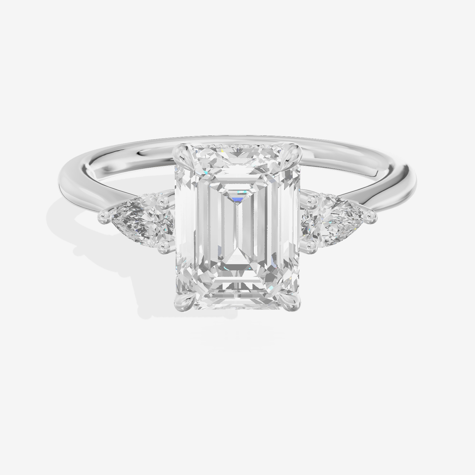 Petite Vowsae Three Stone Emerald Engagement Ring (1/4 ct. tw.) in 18K White Gold