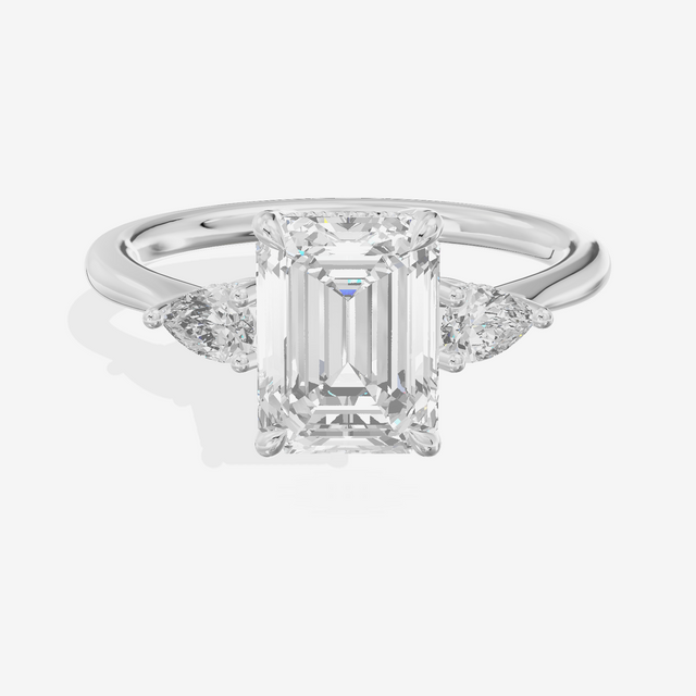 Petite Vowsae Three Stone Emerald Engagement Ring (1/4 ct. tw.) in 18K White Gold