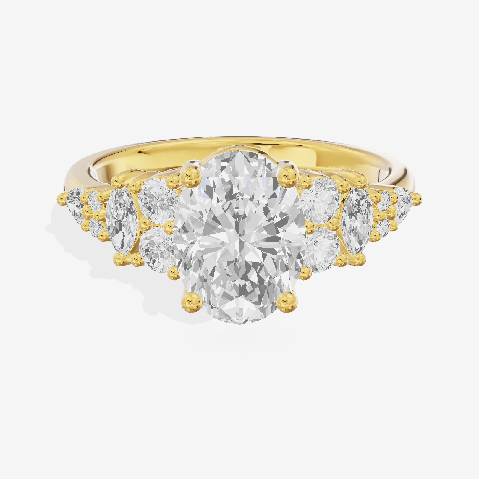 Modern Whisper Oval Engagement Ring with Side Stones (2/5 ct. tw.) in 14K Yellow Gold