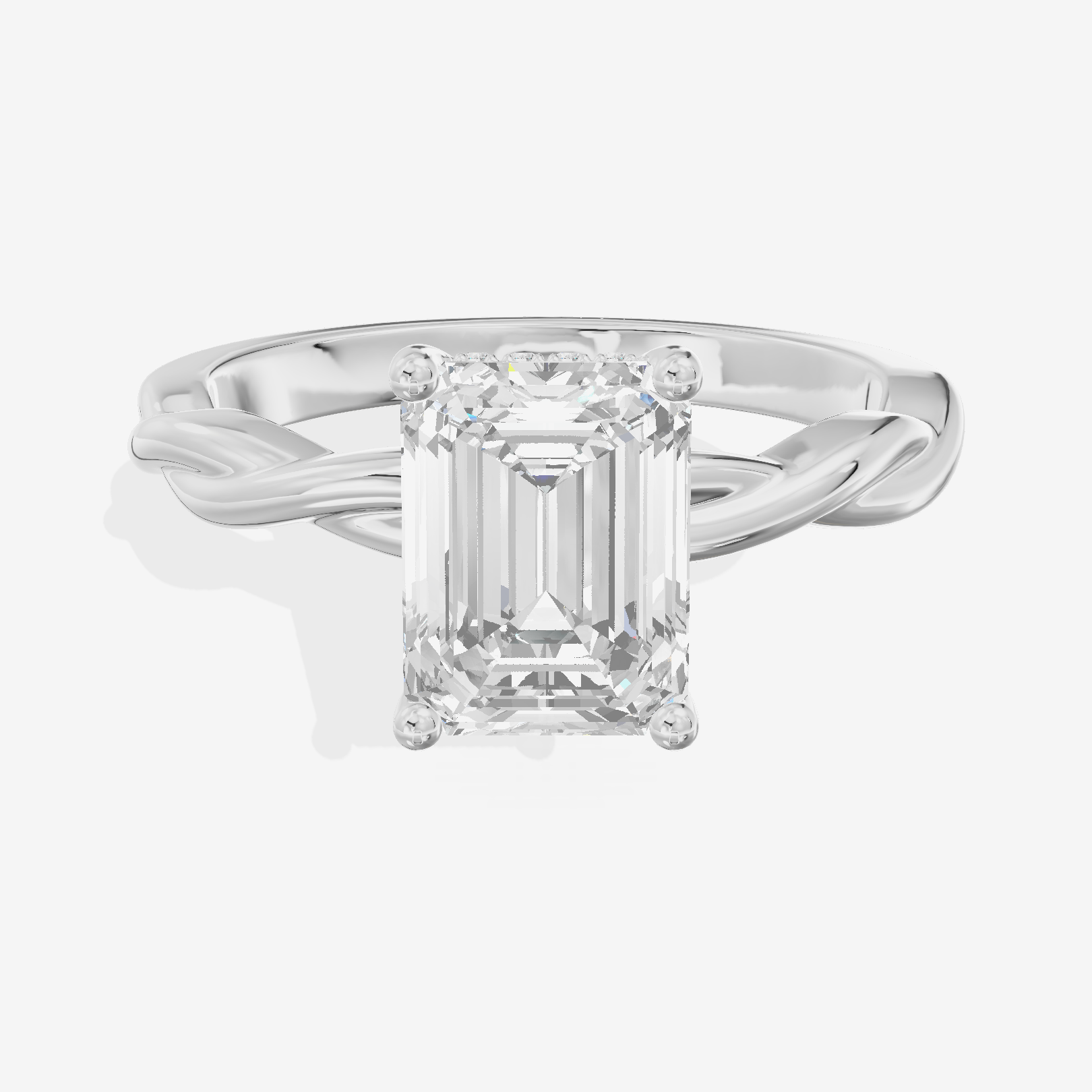 Twine Hidden Halo Emerald Engagement Ring (1/20 ct. tw.) in 14K White Gold