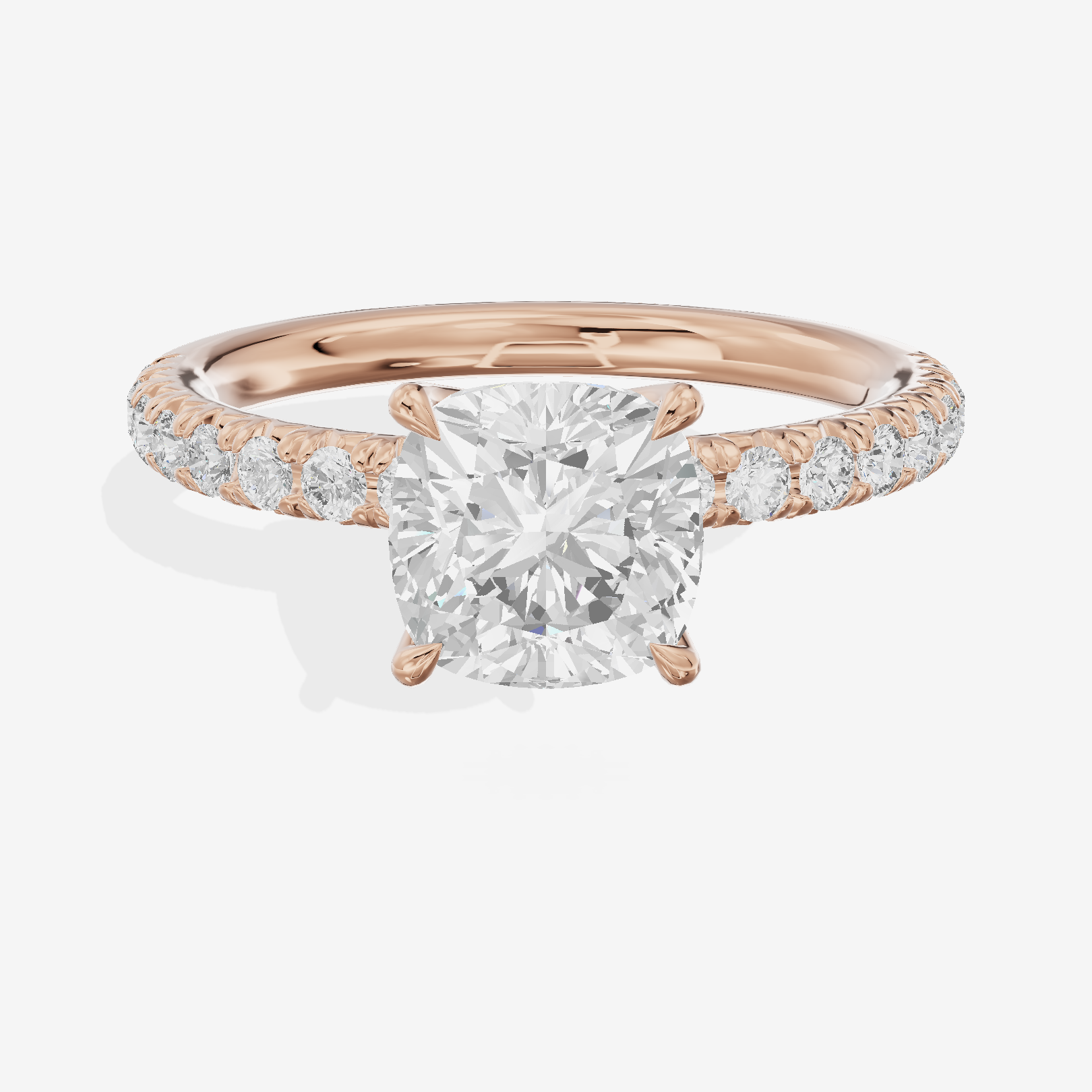 Modern Whisper Cushion Engagement Ring with Side Stones (2/5 ct. tw.) in 18K Rose Gold