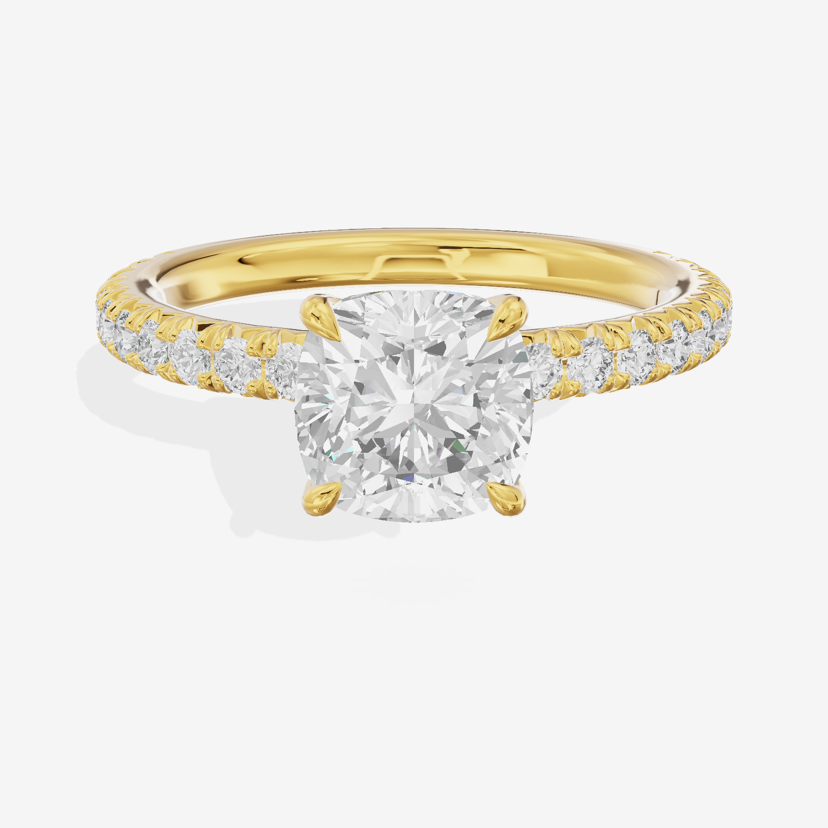 Twined Maia Cushion Engagement Ring with Side Stones (1/2 ct. tw.) in 14K Yellow Gold