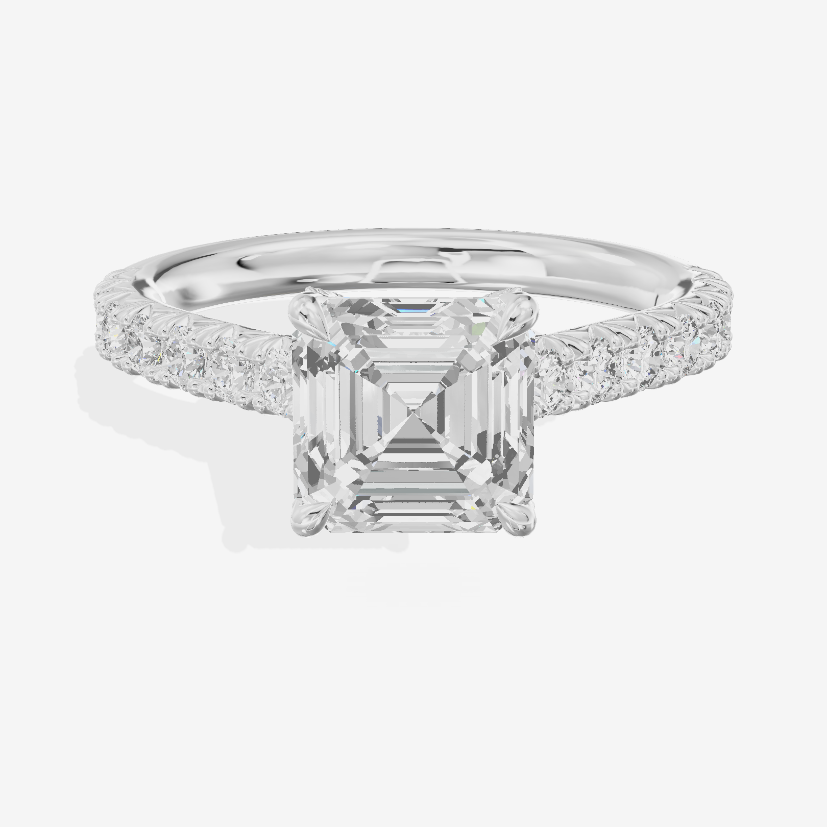 Clusta Hidden Halo Asscher Engagement Ring (1/2 ct. tw.) in Platinum