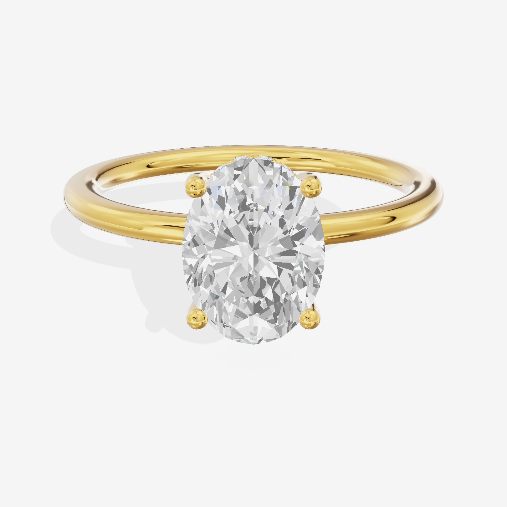 Reverya Hidden Halo Oval Engagement Ring (1/20 ct. tw.) in 18K Yellow Gold