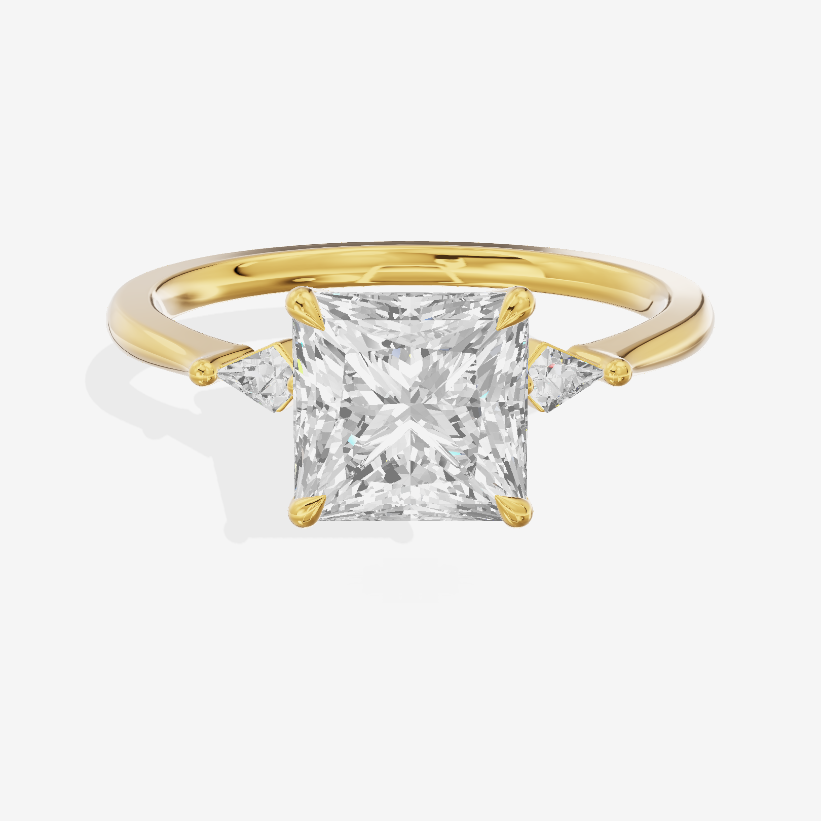 Petite Triade Princess Three Stone Engagement Ring (1/15 ct. tw.) in 18K Yellow Gold